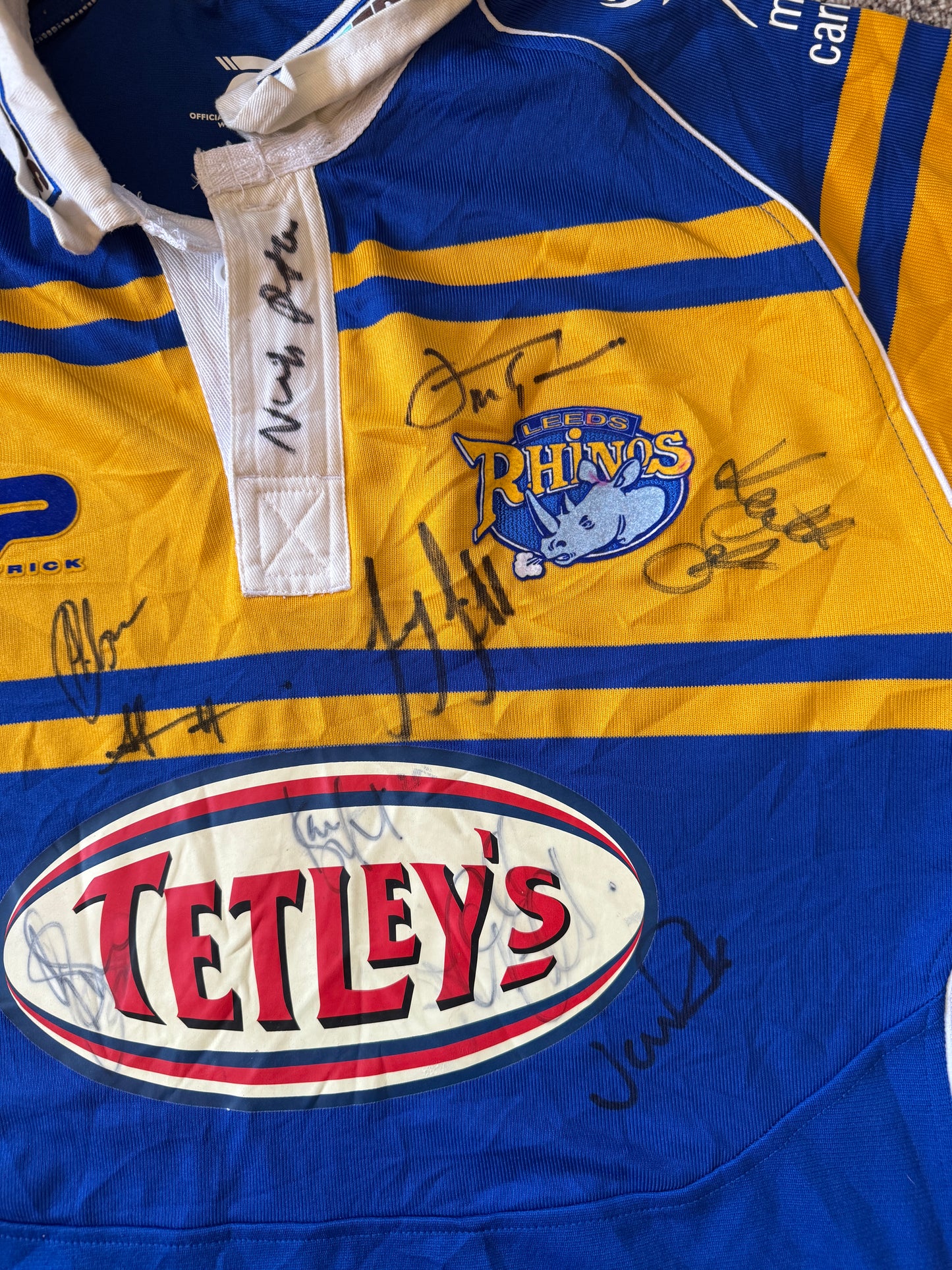 Signed Large Blue Leeds Rhinos Rugby Shirt