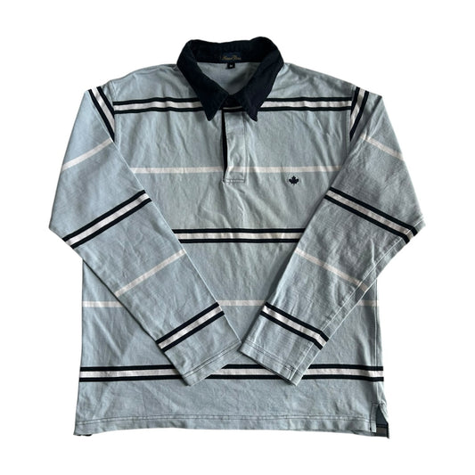 Medium Sacoor Blue, White and Black Rugby Shirt