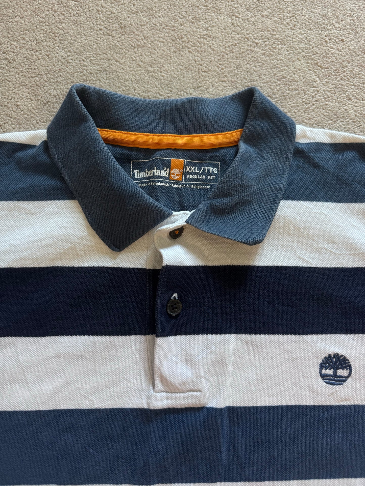 XXL Timberland White and Navy Polo Shirt