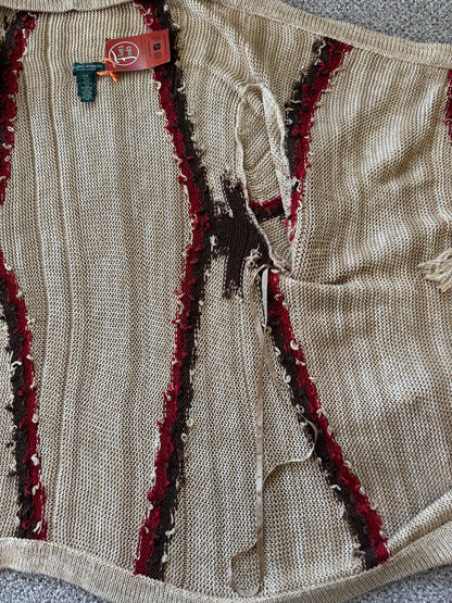 Woman's Large Ralph Lauren Southwestern Tribal Aztec Beige Shawl Cardigan Wrap