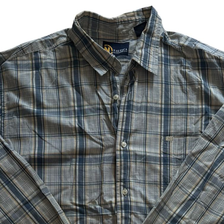 Extra large Nautica Blue Plaid Long Sleeved Shirt