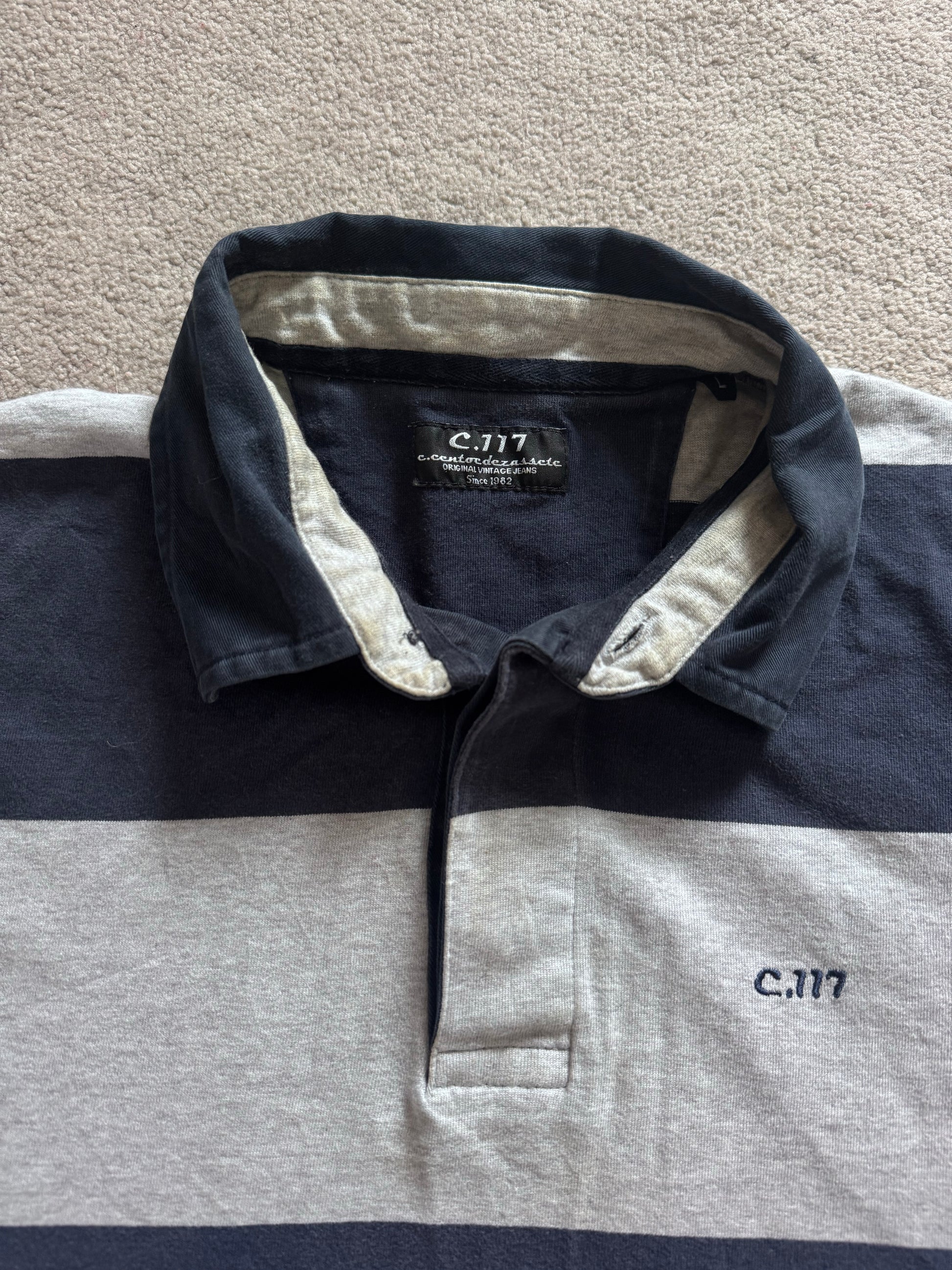 Large C.117 Navy and Grey Rugby Shirt