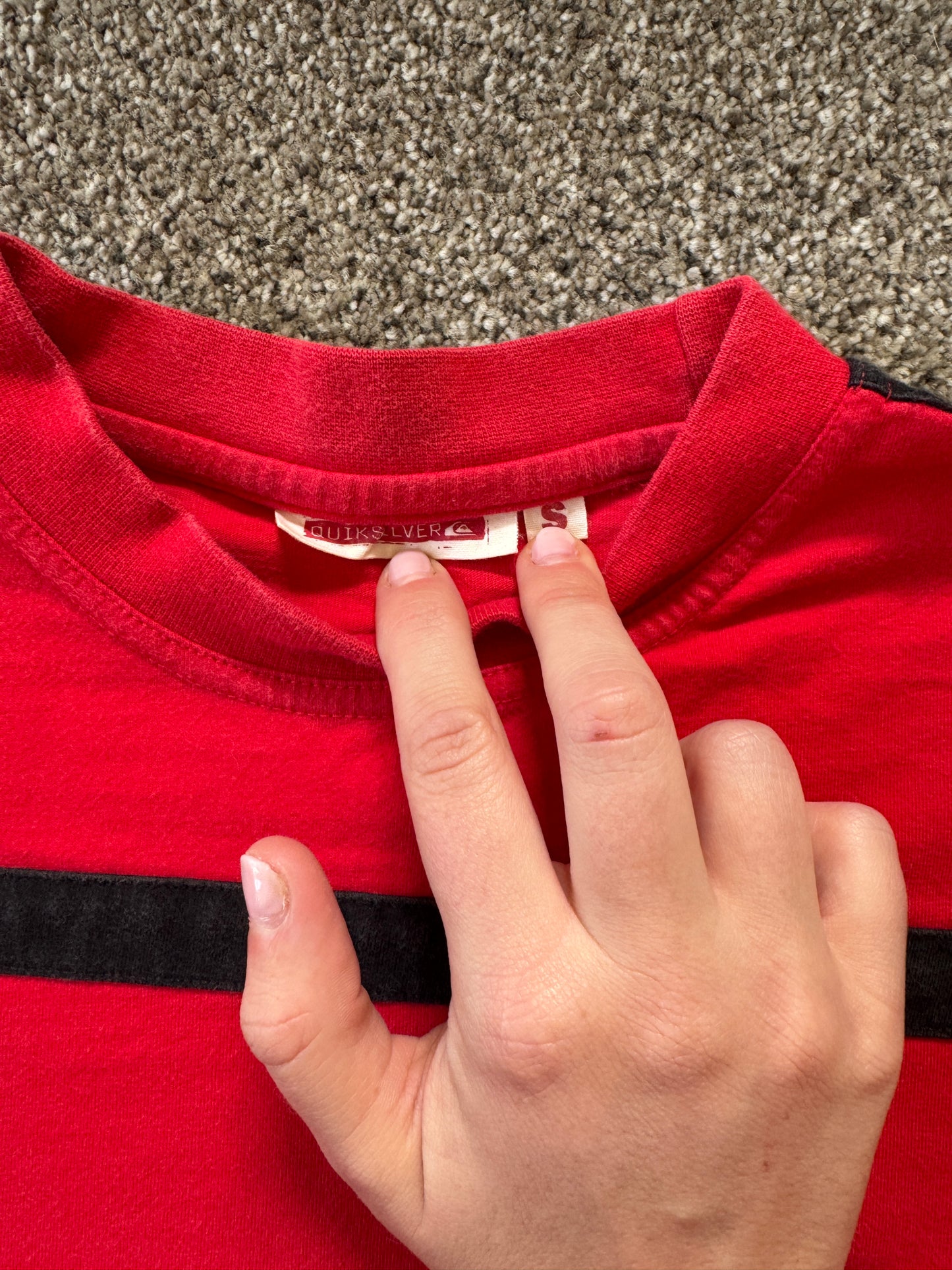 Small Quiksilver Red Long Sleeved T-Shirt