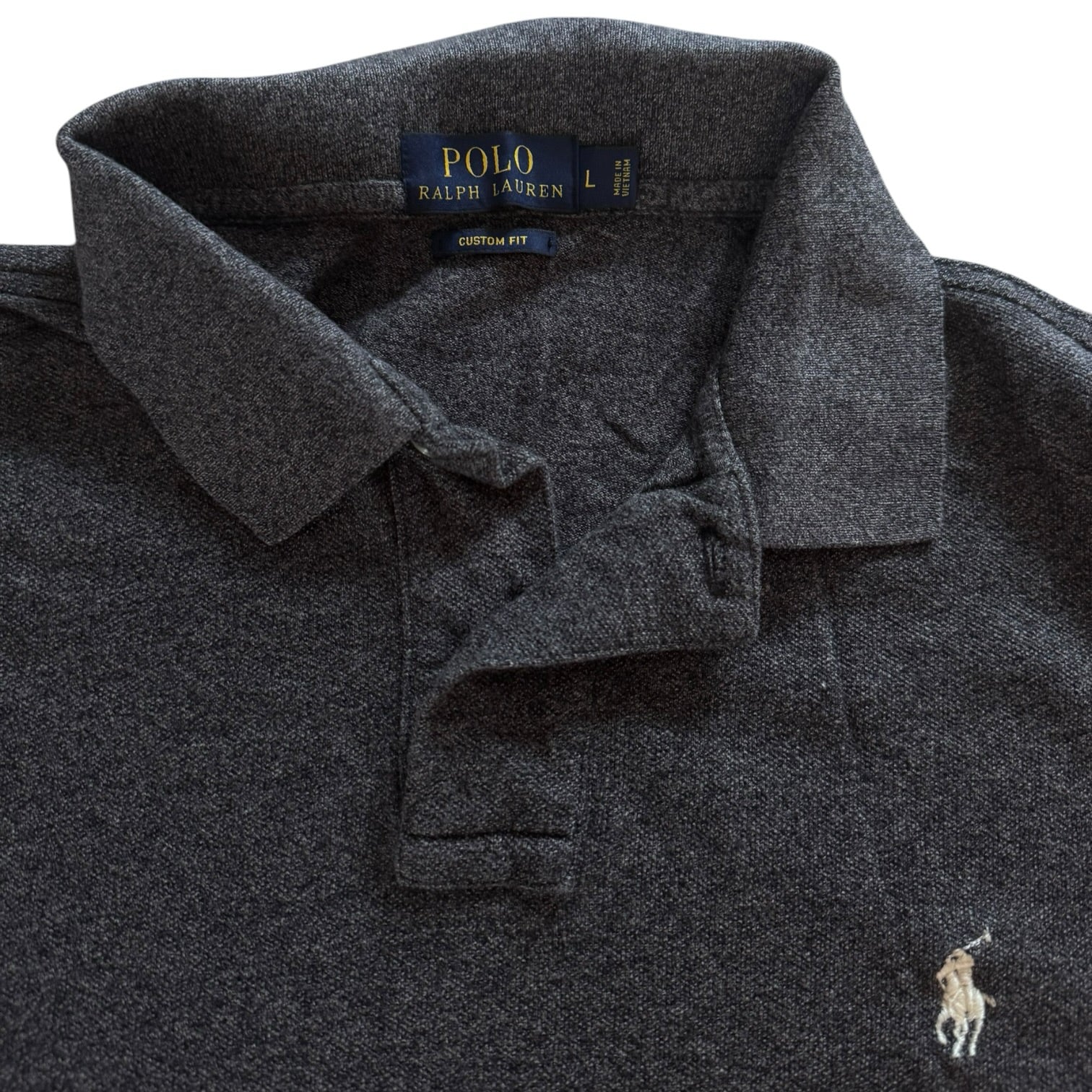 Large Ralph Lauren Grey Long Sleeved Polo Shirt