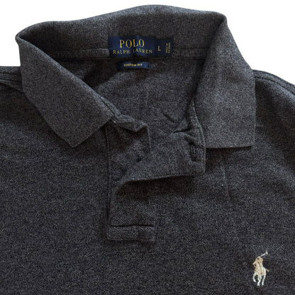 Large Ralph Lauren Grey Long Sleeved Polo Shirt