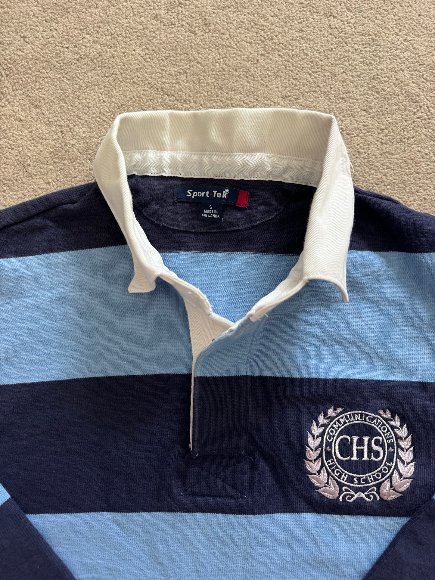 Small Sport-tek Blue and Navy Rugby Shirt