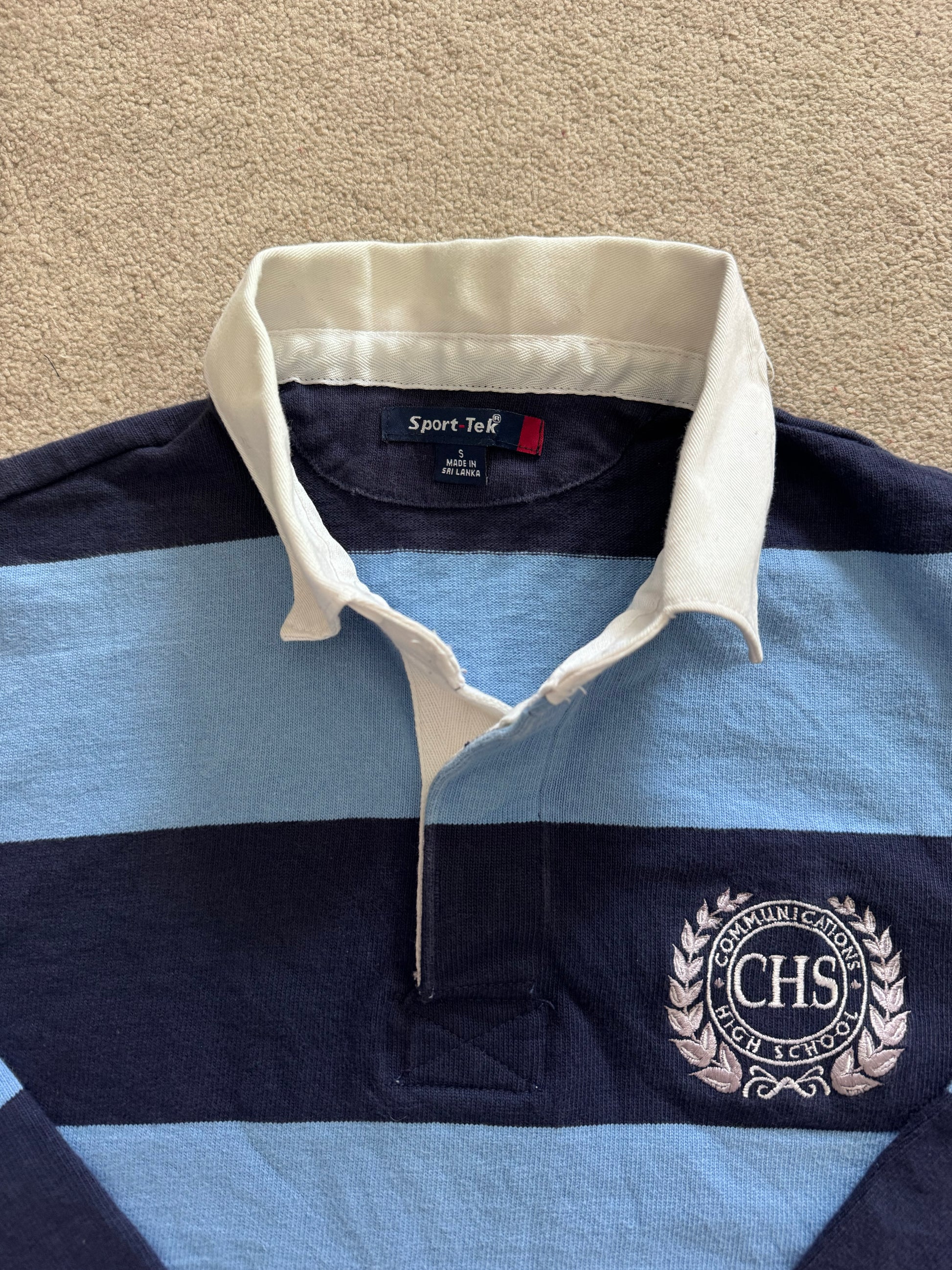 Small Sport-tek Blue and Navy Rugby Shirt