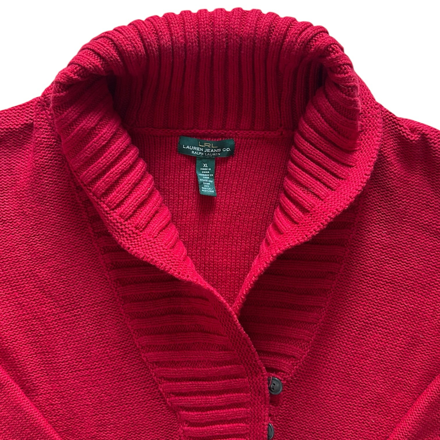 Woman's Extra large Ralph Lauren Red Shawl Neck Jumper