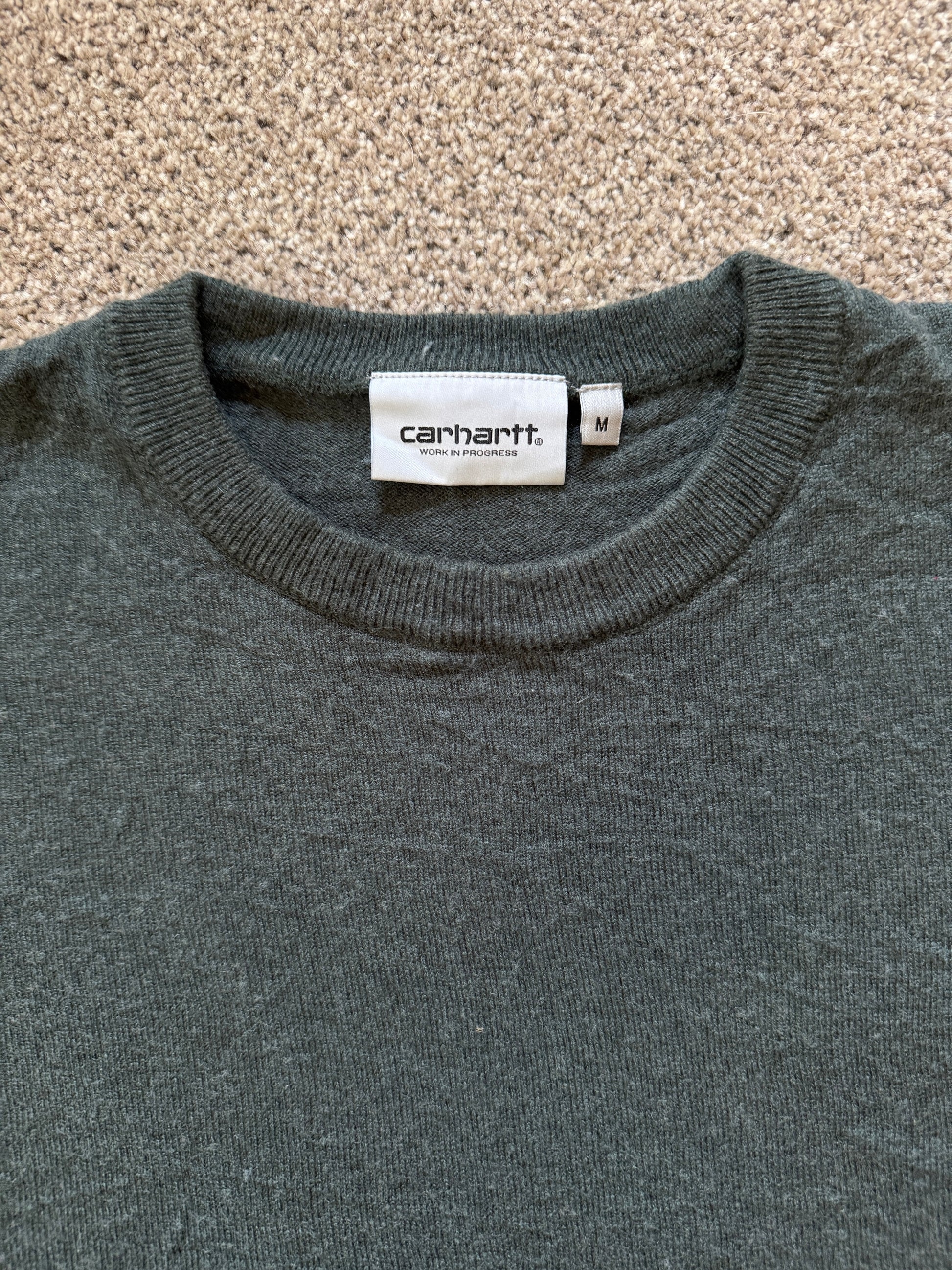 Medium Carhartt Green Wool Playoff Sweater
