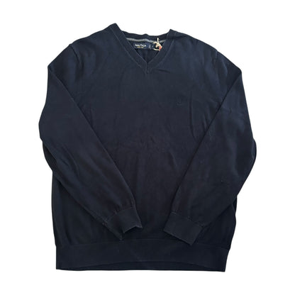 Large Nautica Navy V-Neck Thin Sweatshirt