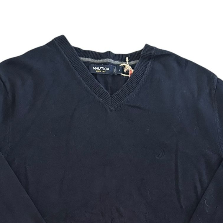 Large Nautica Navy V-Neck Thin Sweatshirt