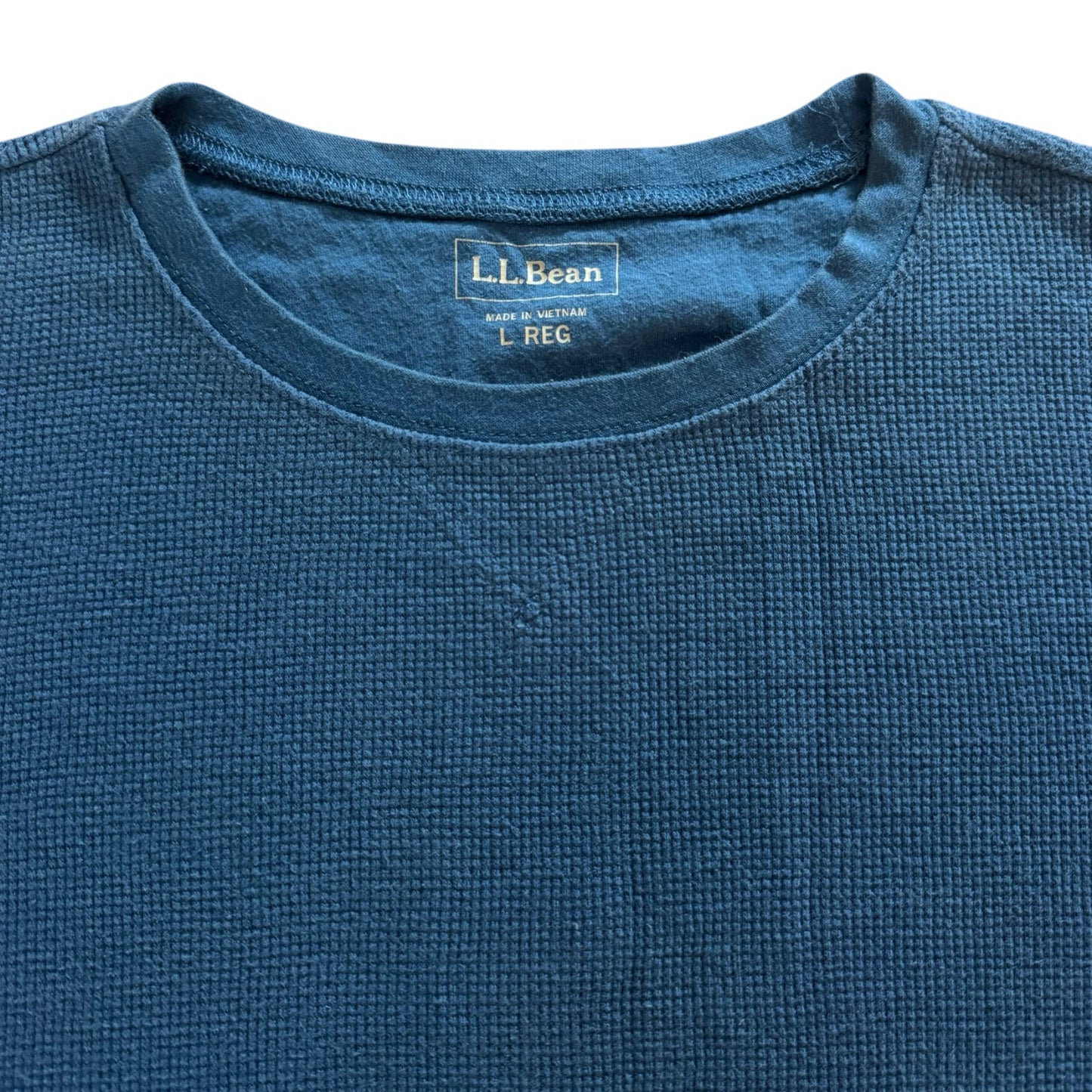 Large L.L.bean Blue Thin Waffle Knit Jumper