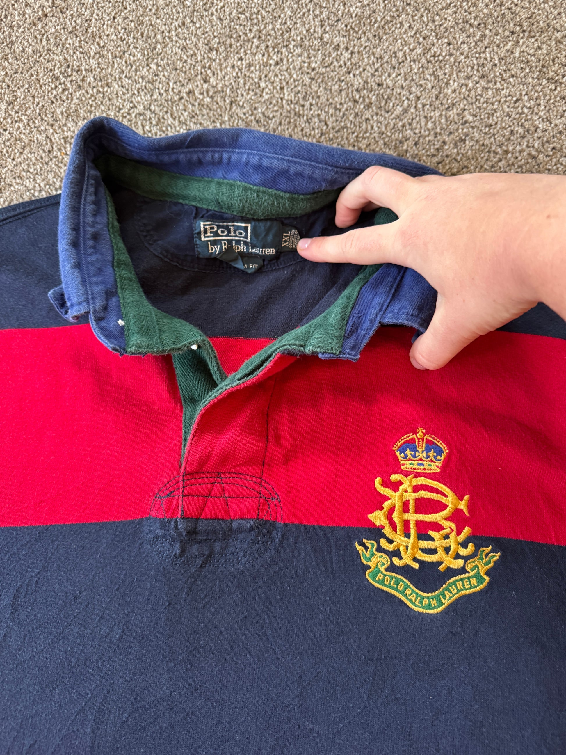 XXL Ralph Lauren Navy and Red Rugby Shirt
