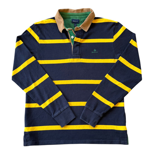 Medium Gant Navy and Yellow Rugby Shirt