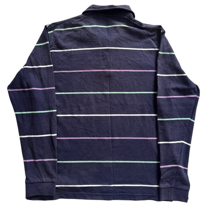 Aged 14 Tiffosi Navy and Multi-coloured Striped Rugby Shirt