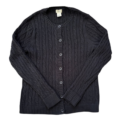 Woman's Medium L.L.bean Black Cable Knit Cardigan