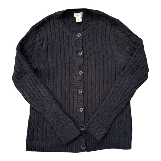 Woman's Medium L.L.bean Black Cable Knit Cardigan