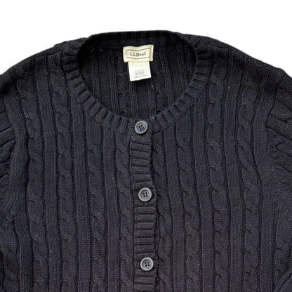 Woman's Medium L.L.bean Black Cable Knit Cardigan