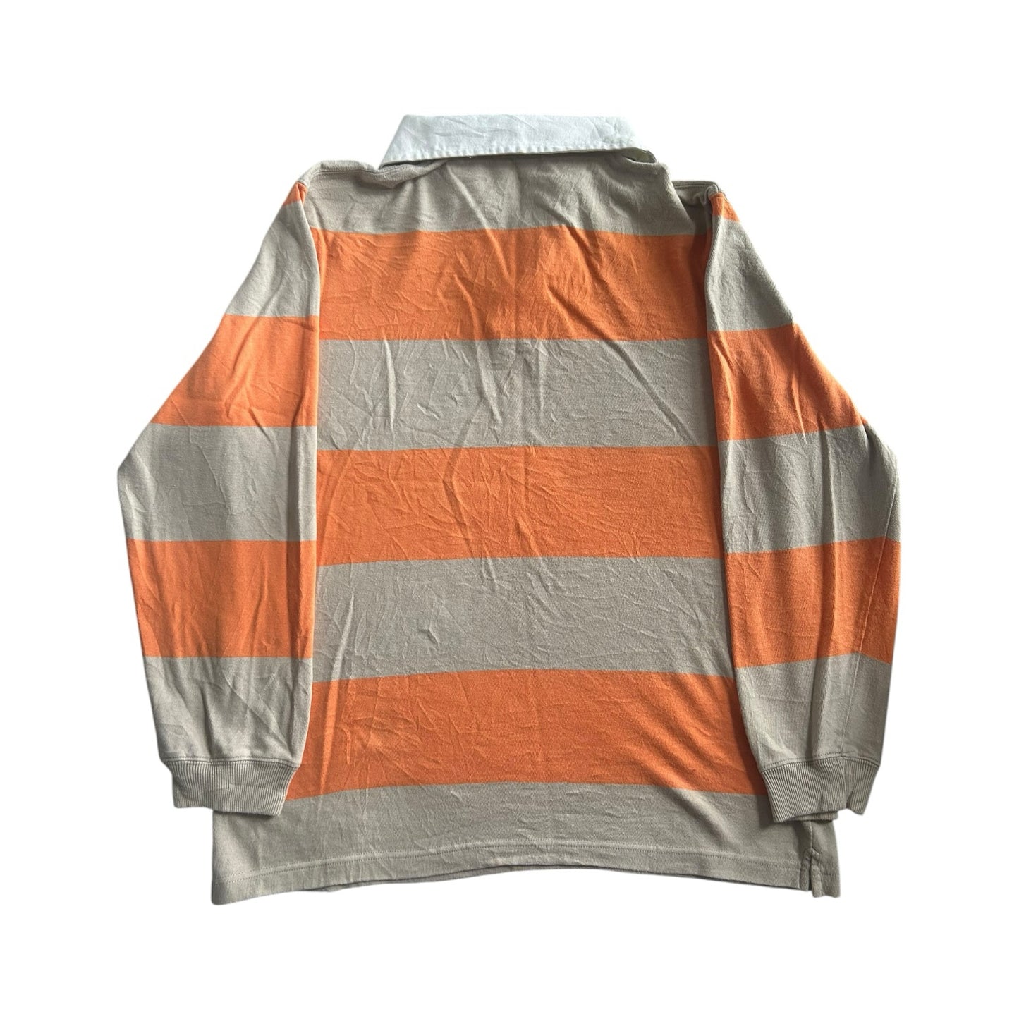 Large Pull and Bear Orange and Beige Rugby Shirt
