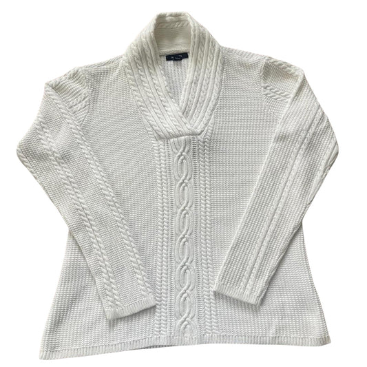 Woman's Medium Nautica White Knitted Shawl Neck Jumper