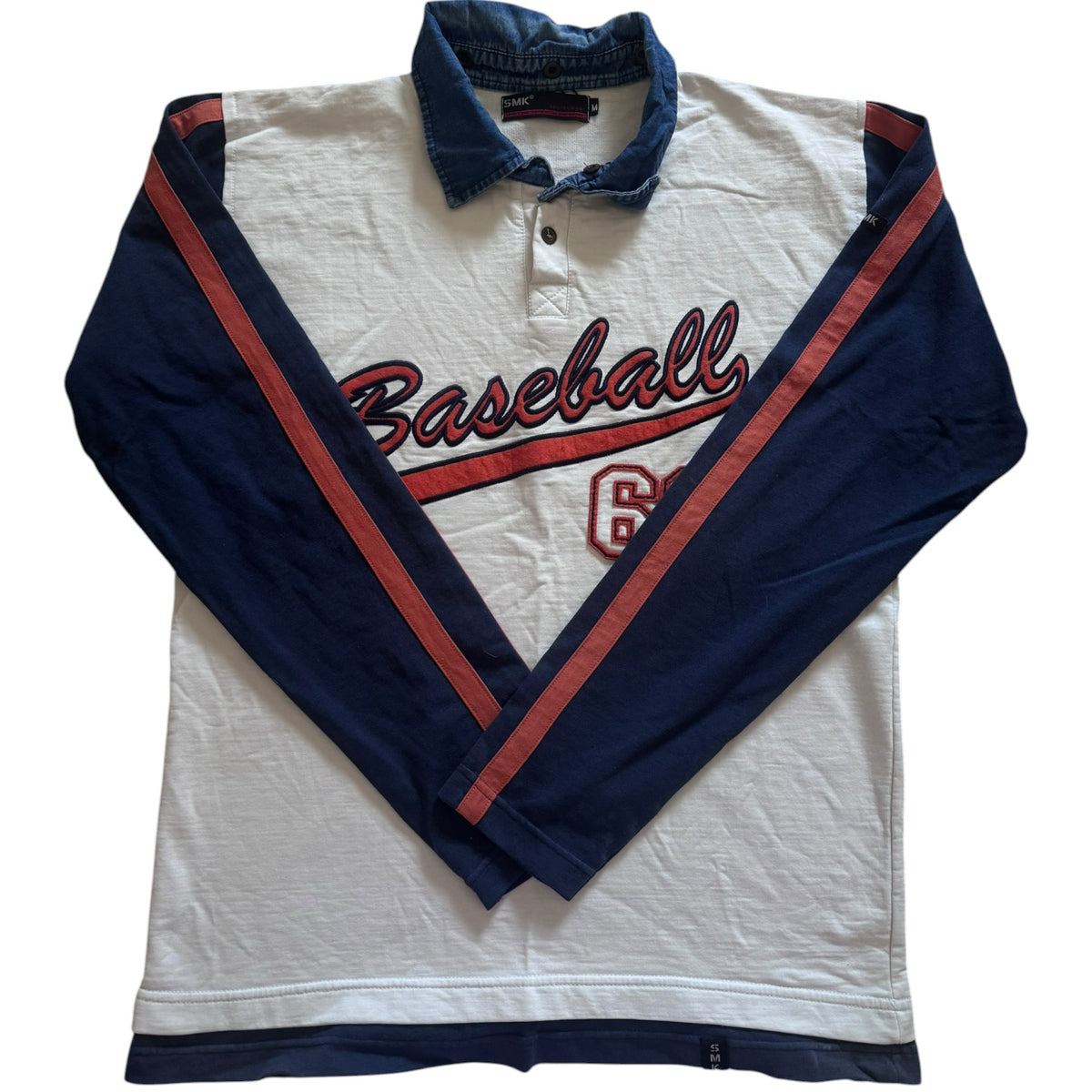 Medium SMK White Baseball 62 Rugby Shirt