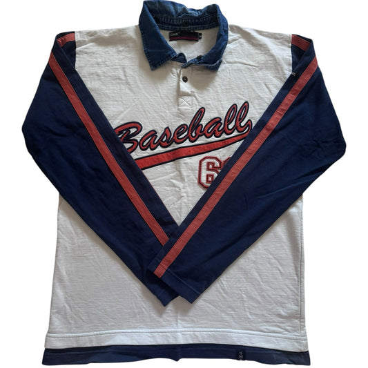 Medium SMK White Baseball 62 Rugby Shirt