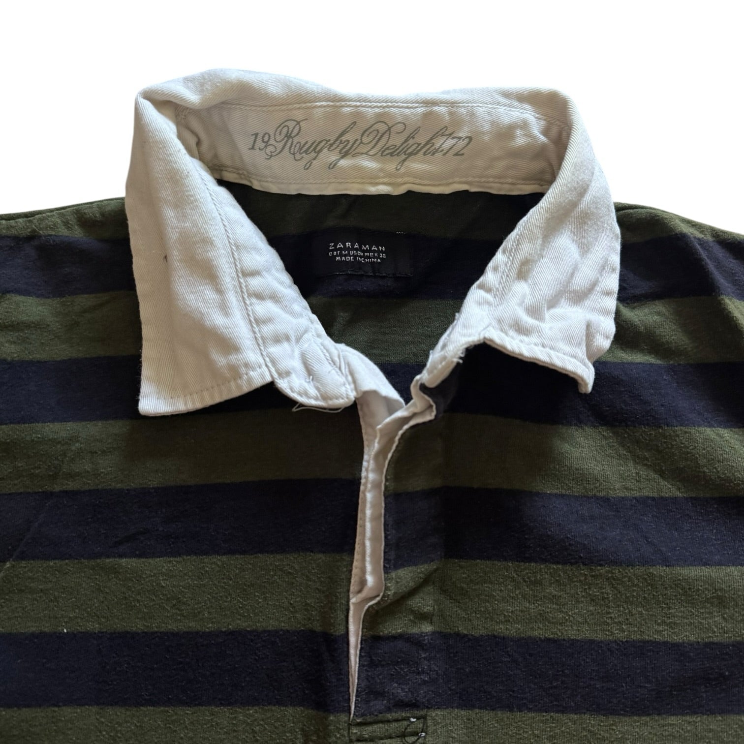 Medium Zara Green and Navy Rugby Shirt