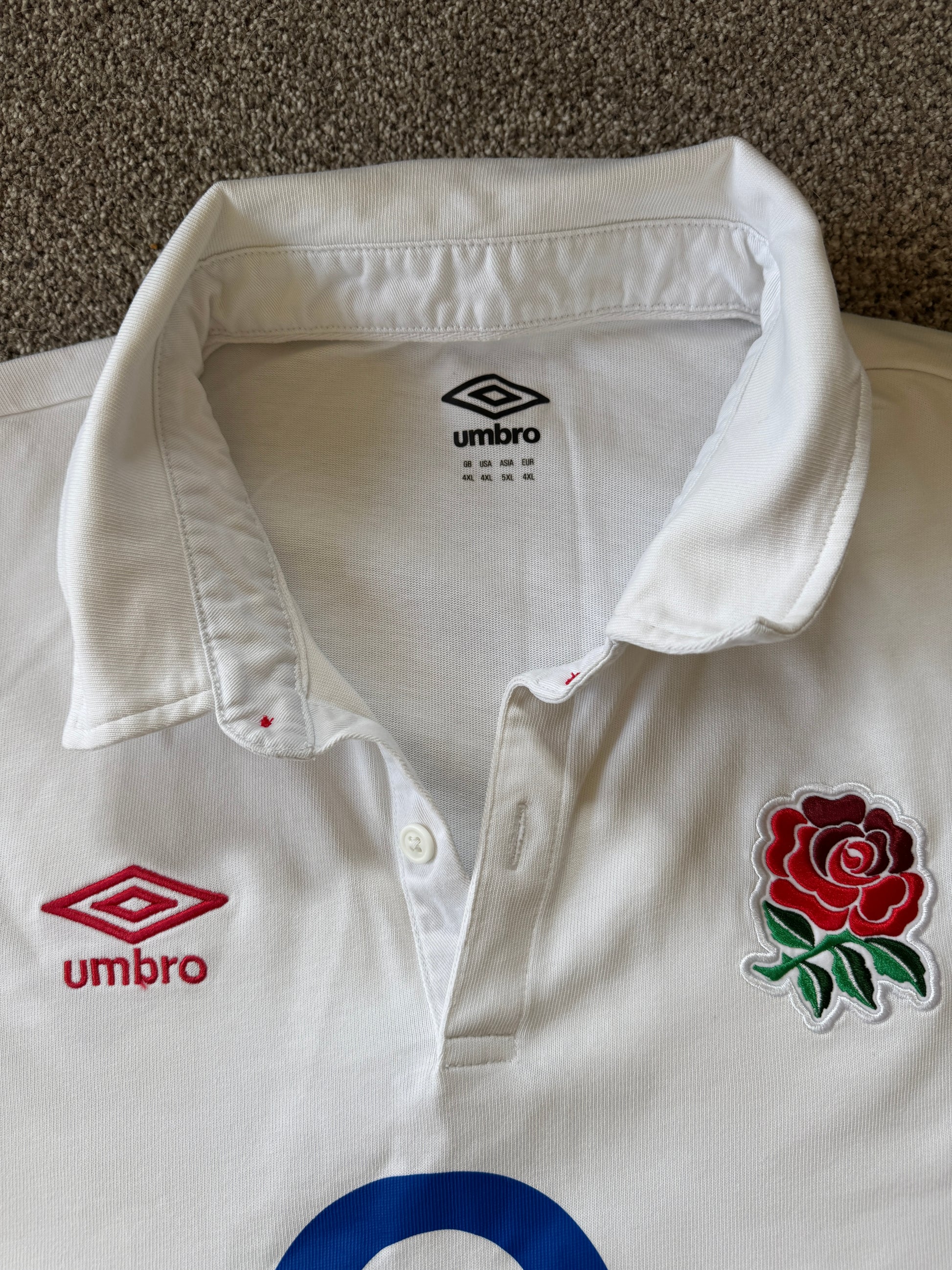 4XL Umbro White England Rugby Shirt