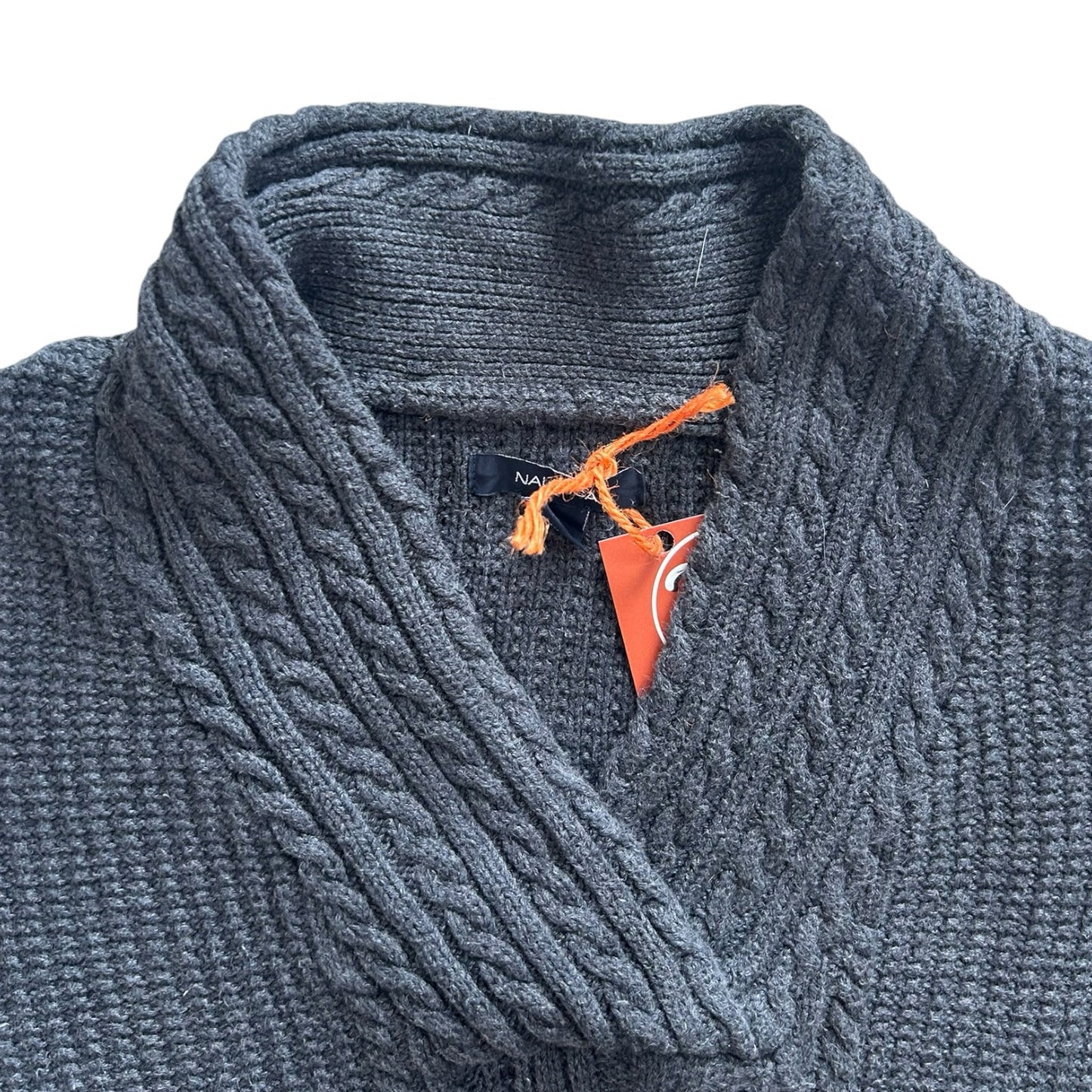 Woman's Large Nautica Grey Knitted Shawl Neck Jumper