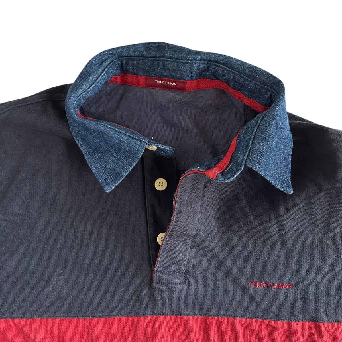 Large Throttleman Navy, Red and White Rugby Shirt