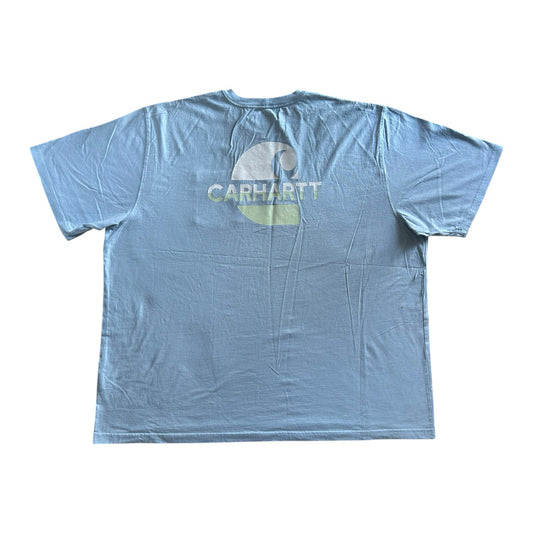 4XL loose fit Carhartt Light Blue Back Graphic T-Shirt