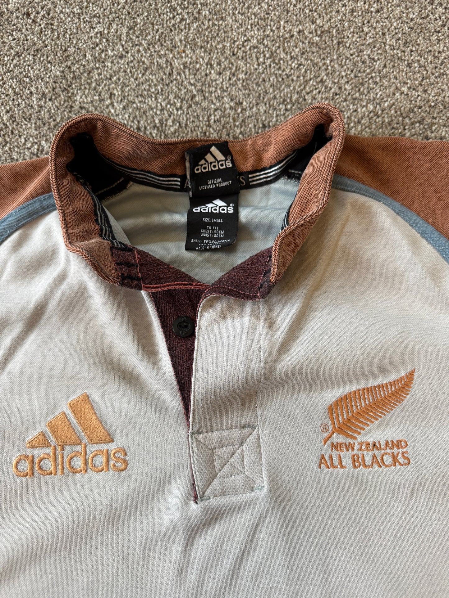 Small Adidas Brown New Zealand All Blacks Rugby Shirt