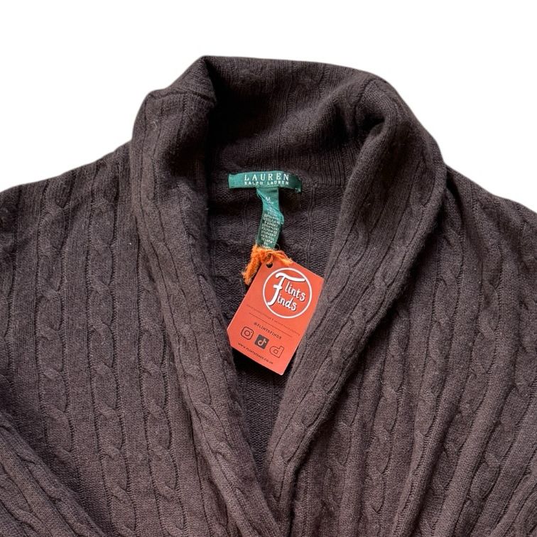 Woman's Medium Ralph Lauren Brown Wrap Around Cable Knit Cardigan