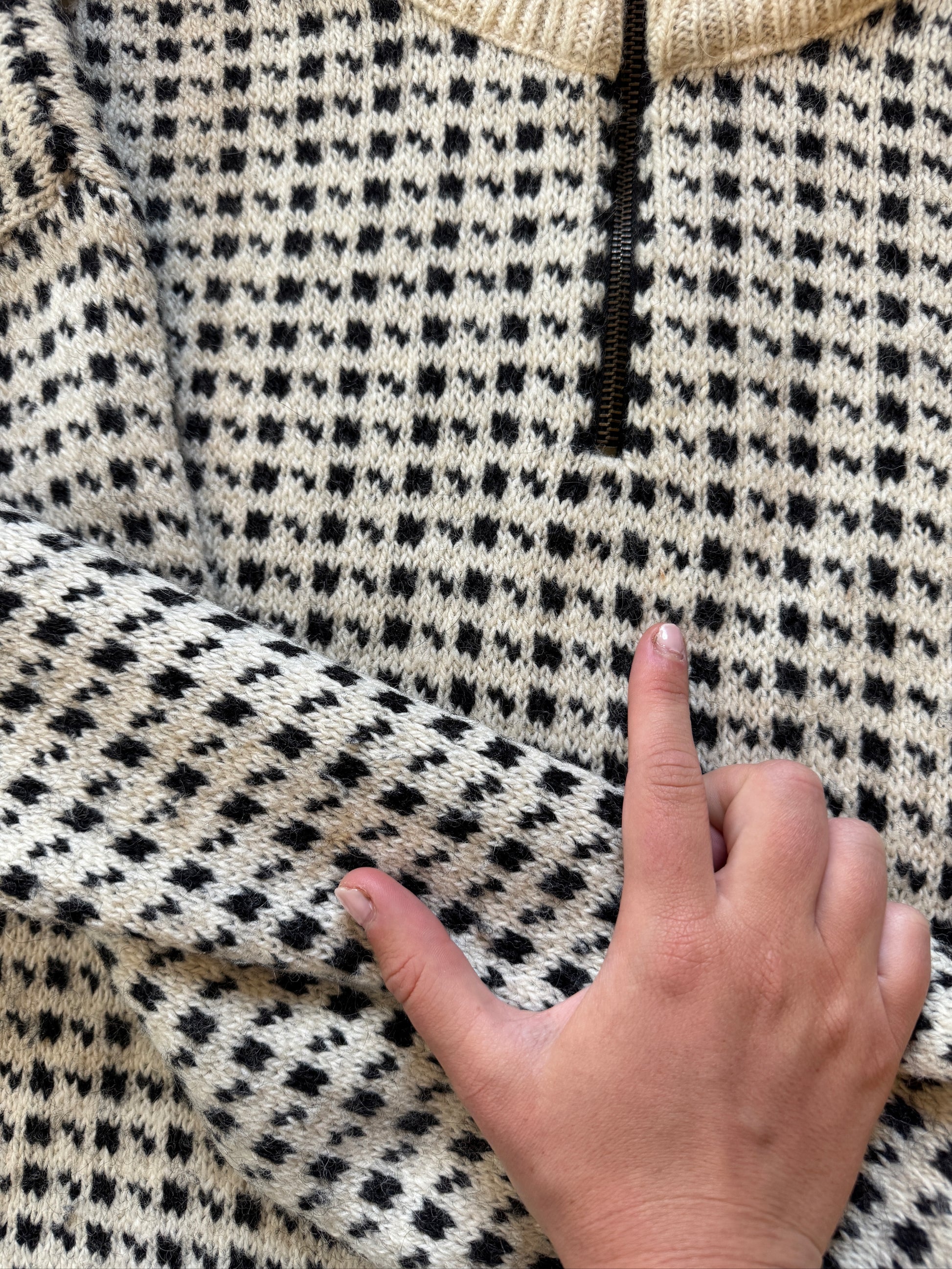 Extra large Norwood of Norway White Wool Knitted 1/4 Zip Jumper