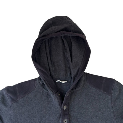 Medium Calvin Klein Black Two Toned Henley Button Hoodie