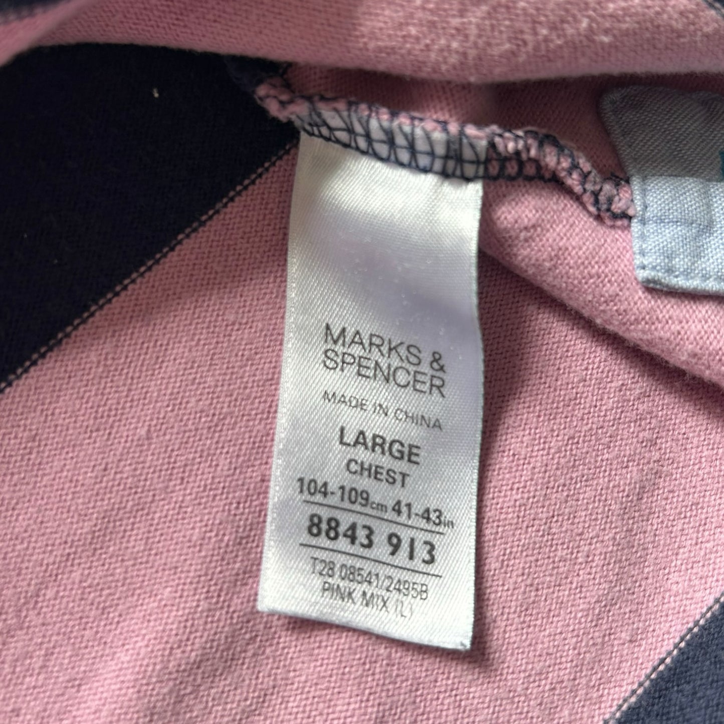 Large Blue Harbour Pink and Navy Rugby Shirt