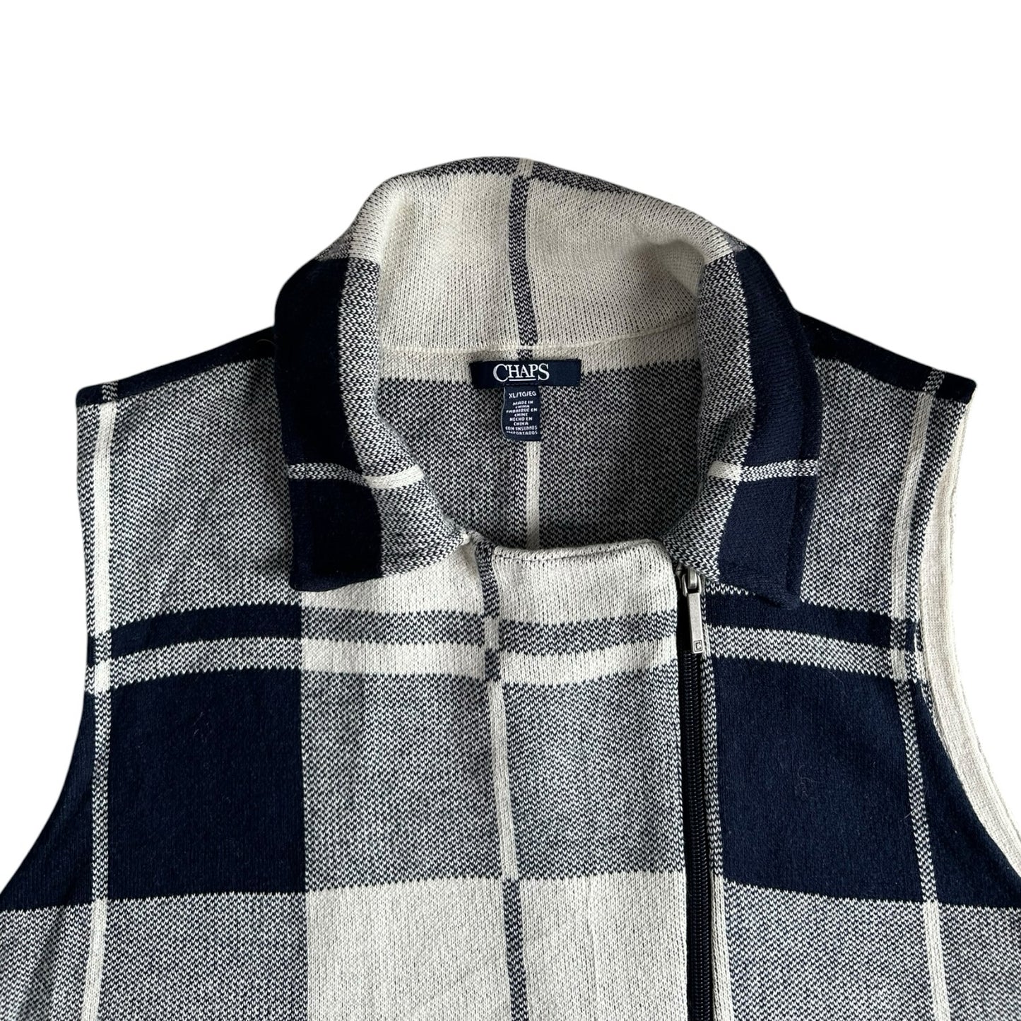 Woman's Extra large Chaps Grey and White Full Zip Vest