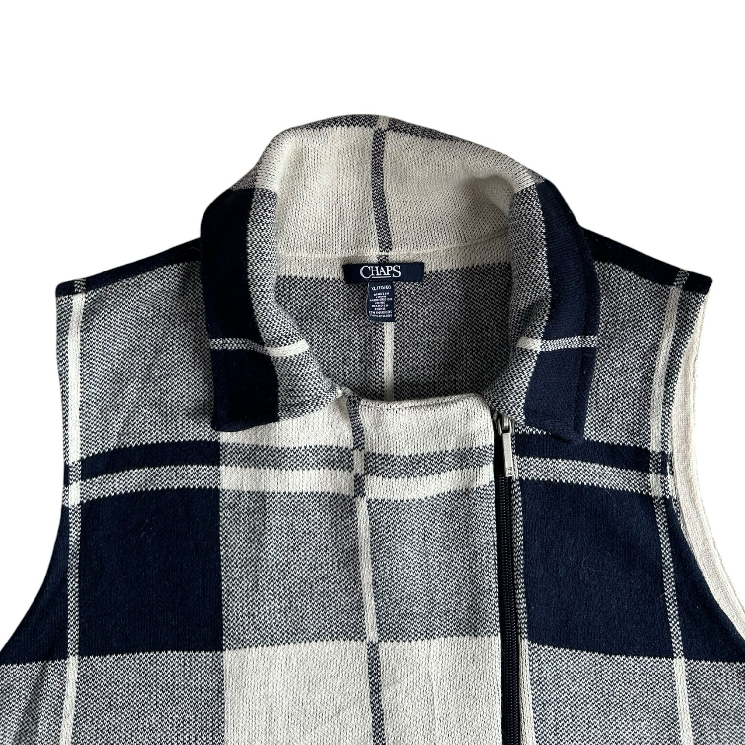 Woman's Extra large Chaps Grey and White Full Zip Vest