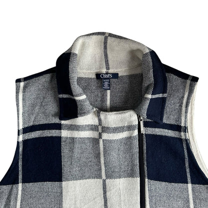 Woman's Extra large Chaps Grey and White Full Zip Vest