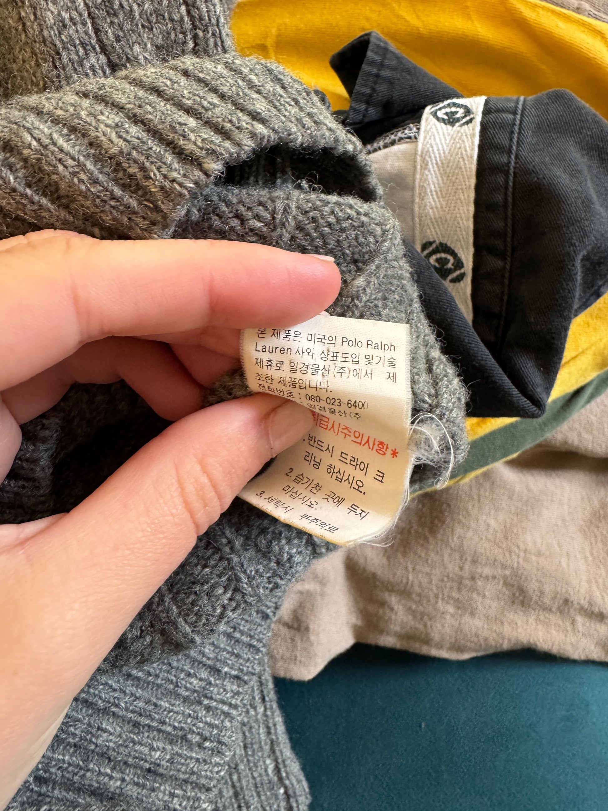Large Ralph Lauren Grey Cable Knit Shetland Wool Cardigan