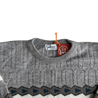Large Pulltime Grey, Black and White Funky Knit Jumper