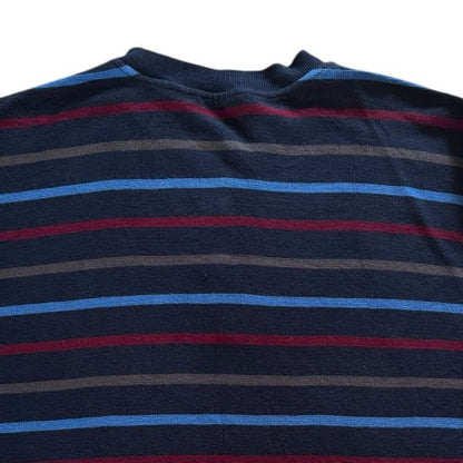 Large L.L.bean Navy and Red Henley Striped Jumper