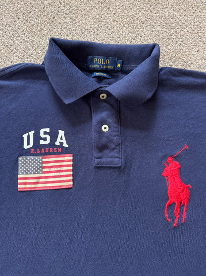Medium Ralph Lauren Navy USA Flag Big Pony Polo Shirt