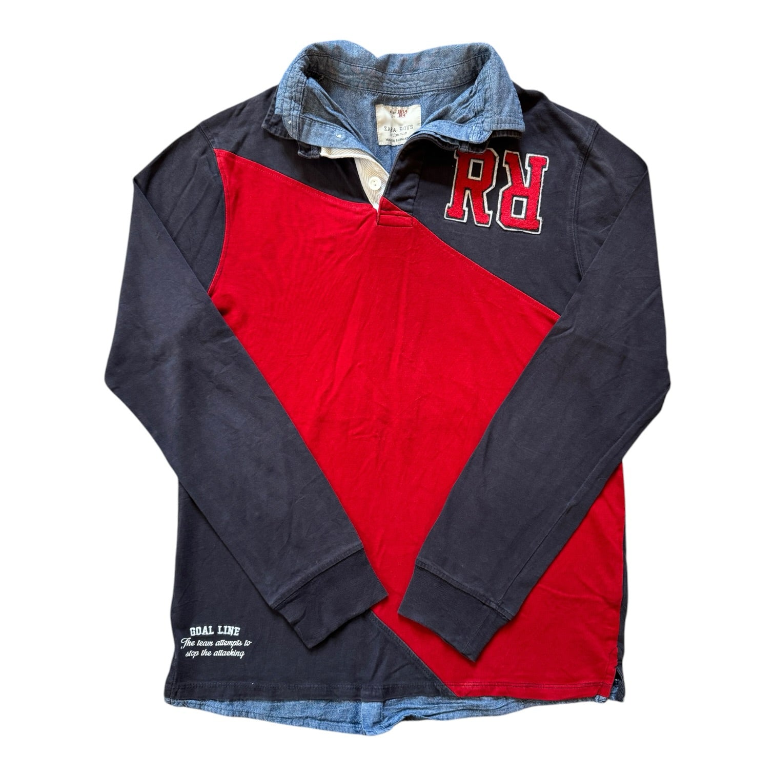 Aged 13-14 Zara Navy and Red Rugby Shirt