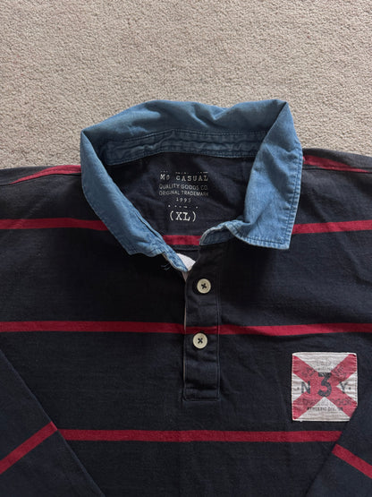 Extra large Mo Casual Navy and Red Rugby Shirt