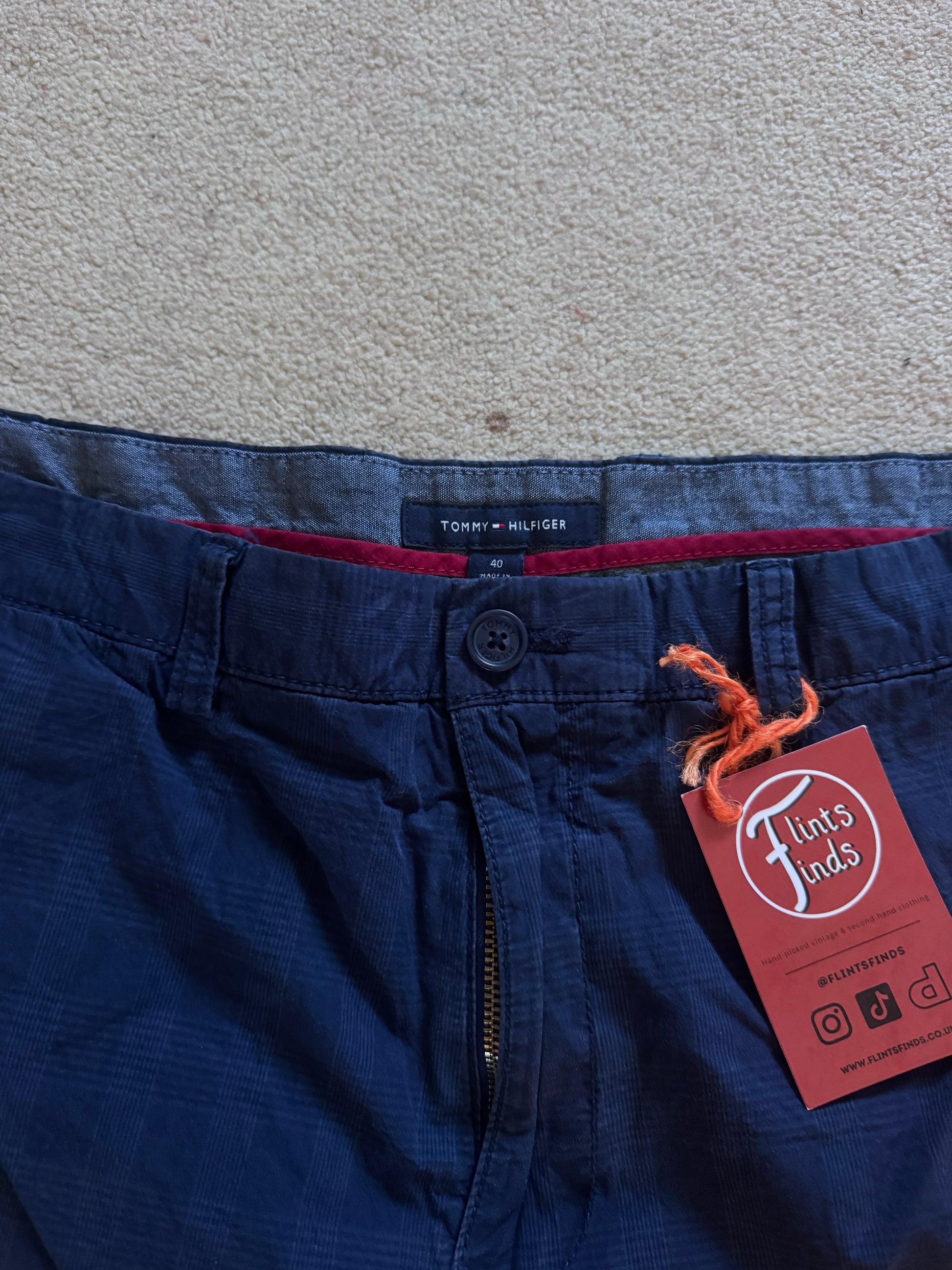 40" Tommy Hilfiger Striped Navy Shorts