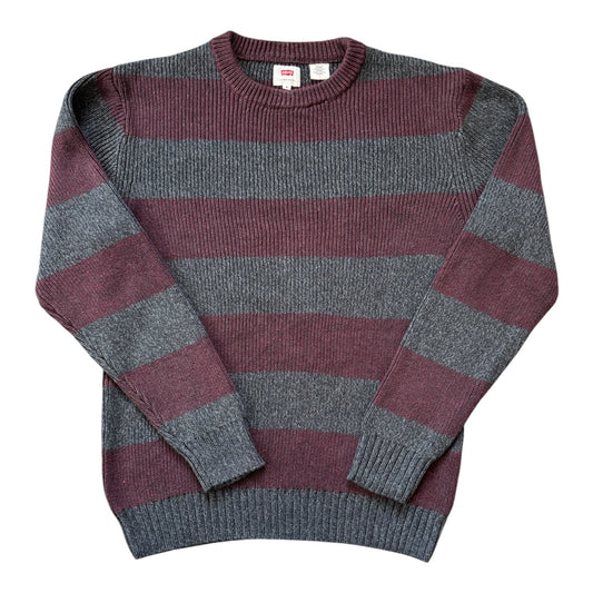 Medium Levi's Grey and Burgundy Knitted Jumper