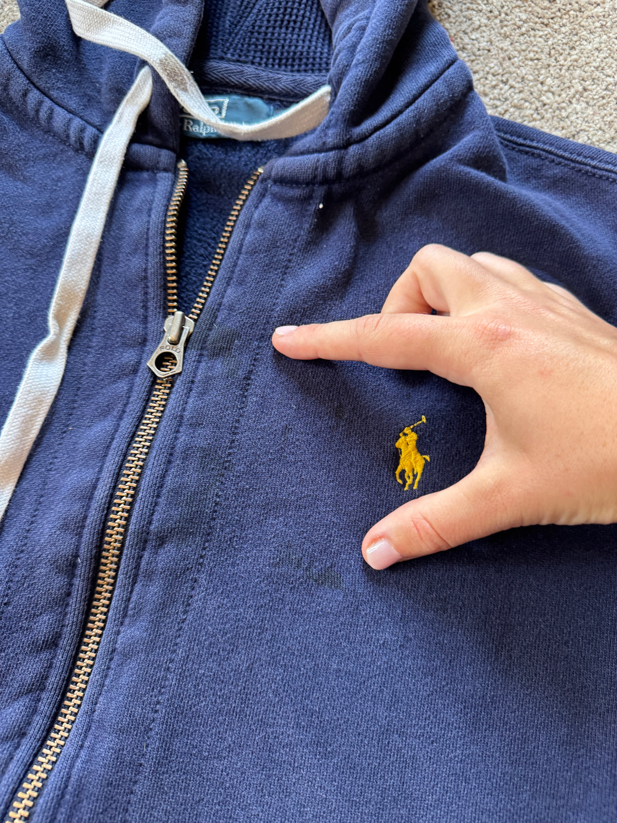 Medium Ralph Lauren Navy Full Zip Hoodie