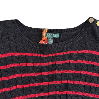 Woman's XXL Ralph Lauren Black and Red Cable Knit Jumper
