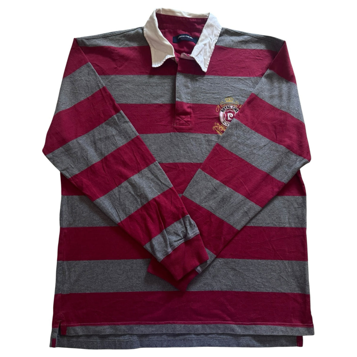 Extra large Pierre Cardin Grey and Burgundy Rugby Shirt